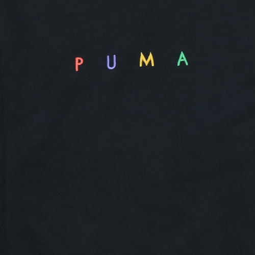 Puma Womens Black XXS Pullover Sweatshirt Rainbow Trim Logo