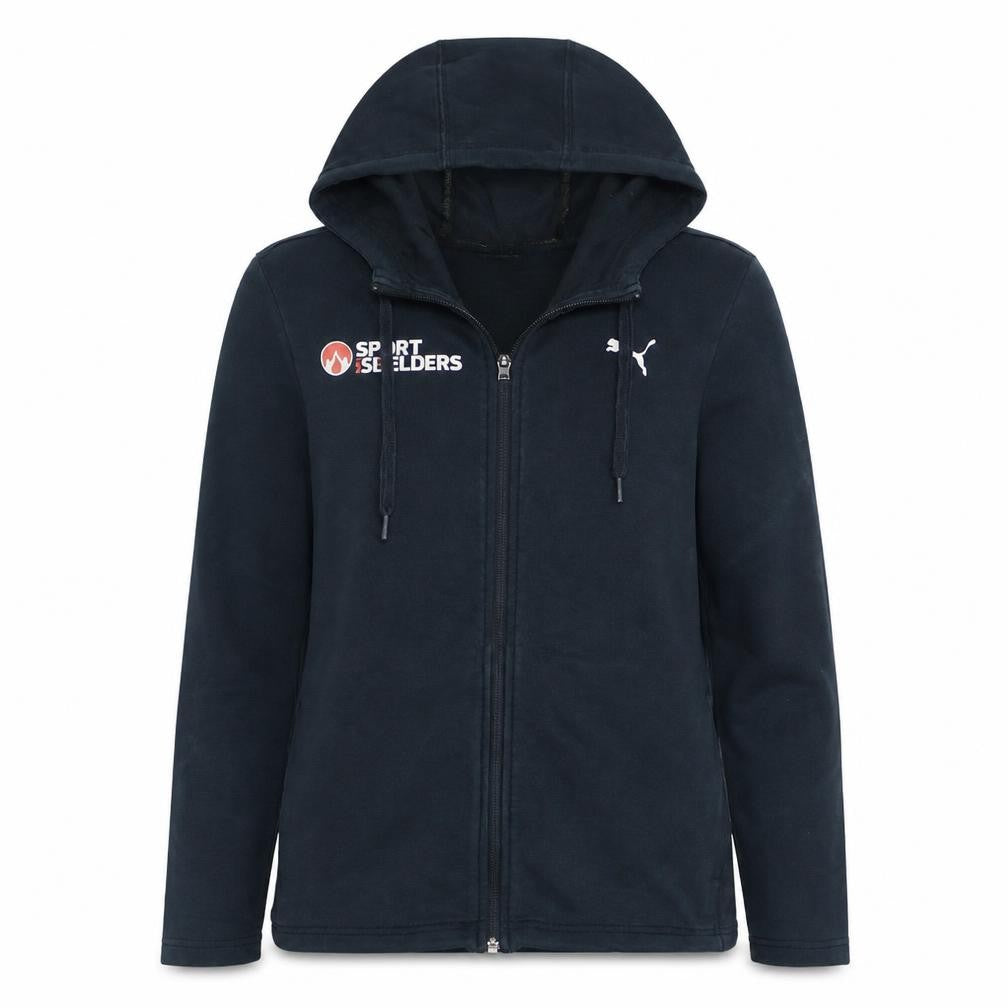 Front view of Puma women’s black, size UK 10, full zip hoodie sweatshirt