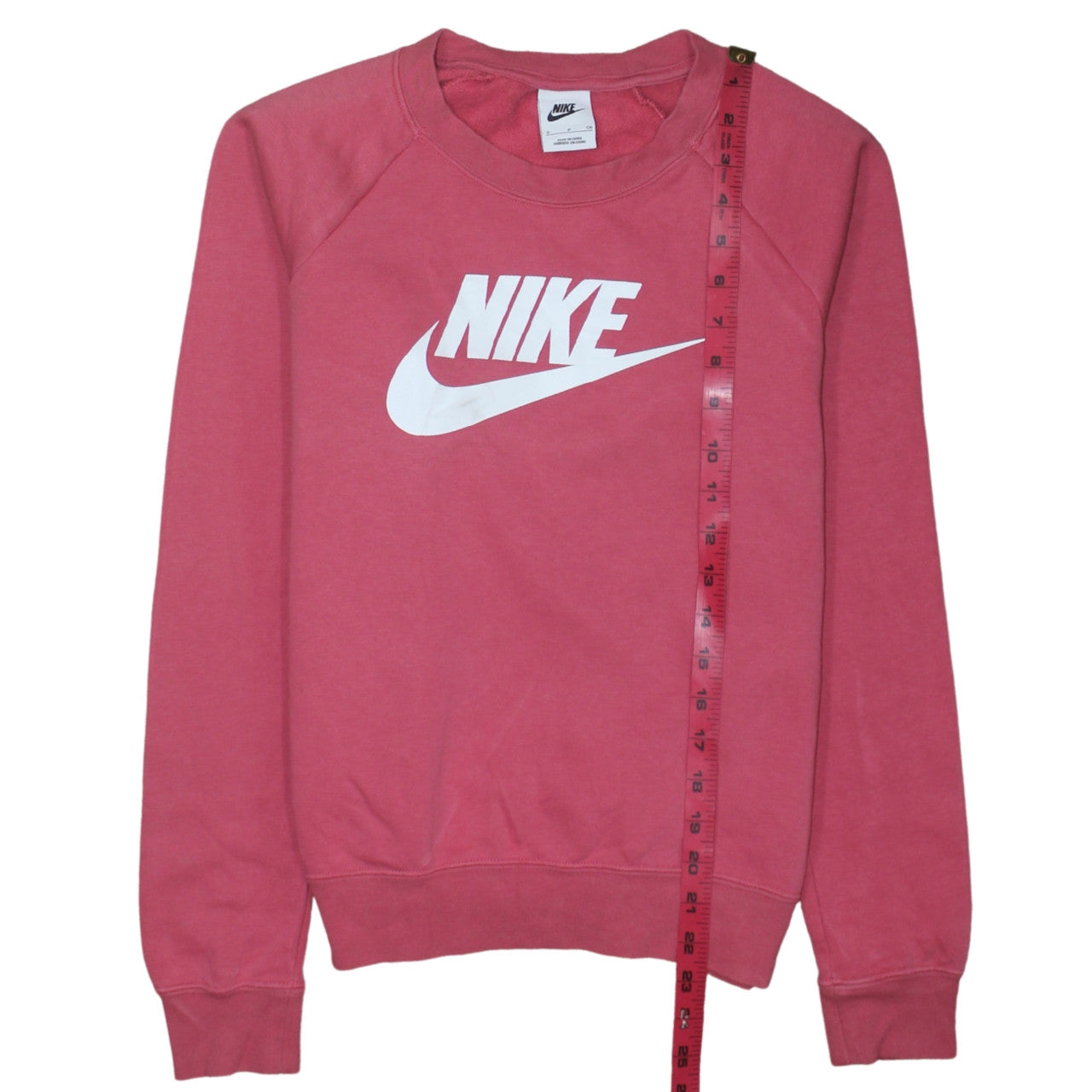 Nike Womens Pink Crew Neck Pullover Sweatshirt Small Logo Print