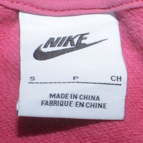 Nike Womens Pink Crew Neck Pullover Sweatshirt Small Logo Print