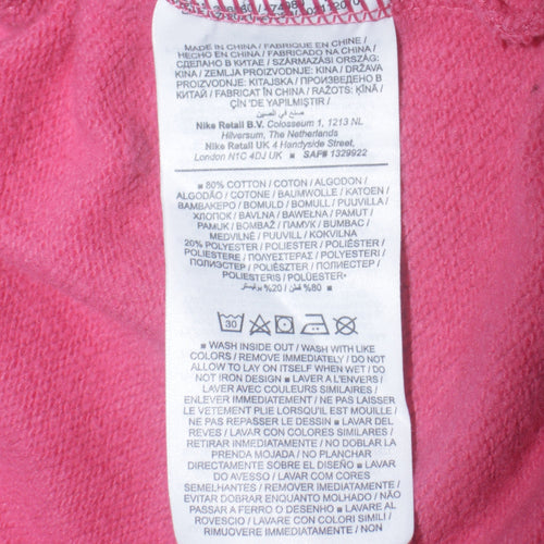 Nike Womens Pink Crew Neck Pullover Sweatshirt Small Logo Print