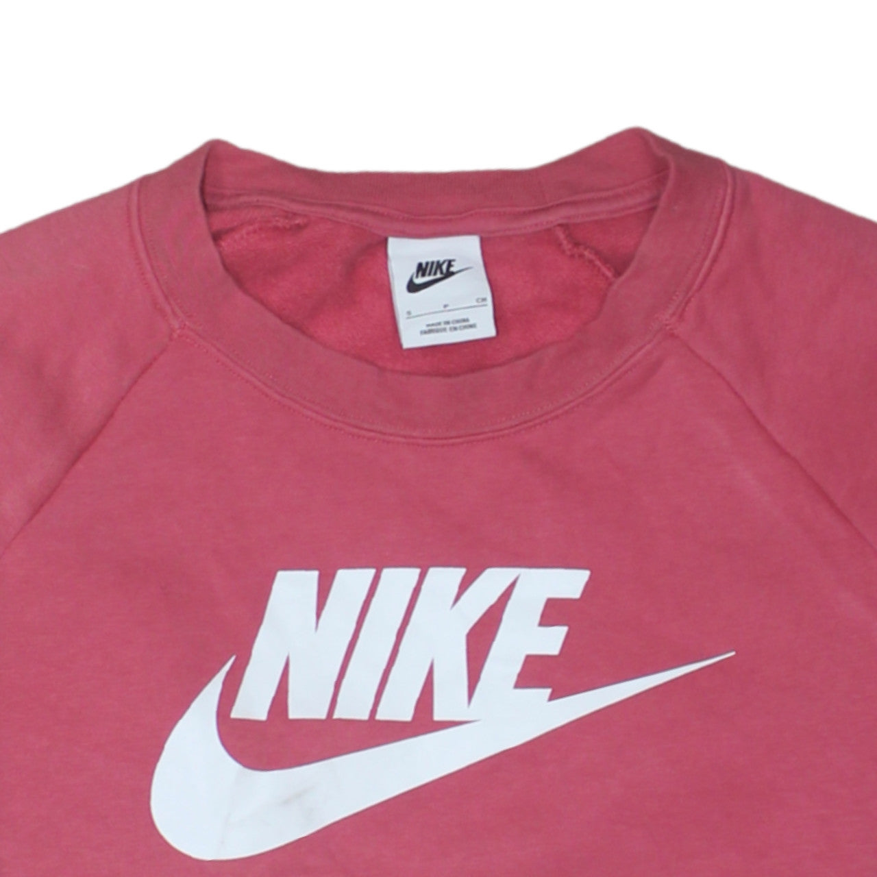 Nike Womens Pink Crew Neck Pullover Sweatshirt Small Logo Print