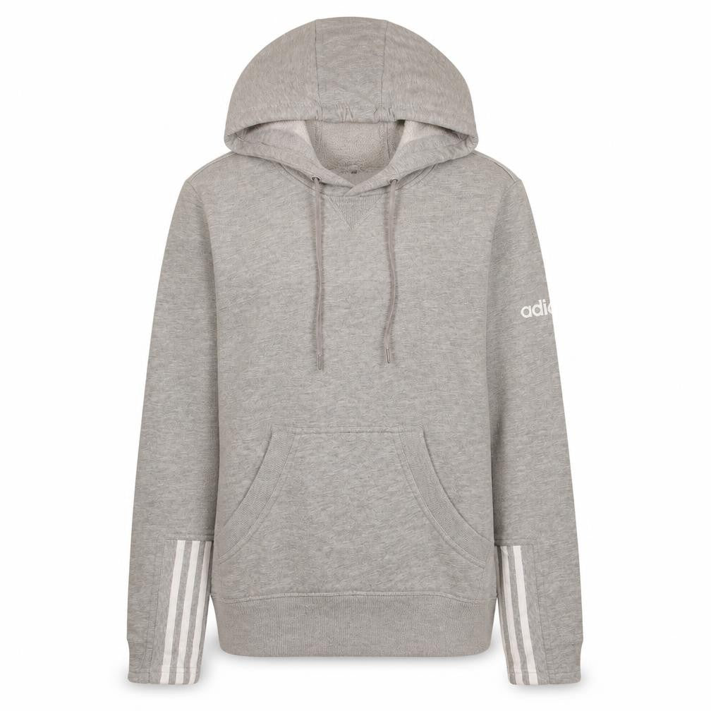 Front view of Adidas Women Grey Pullover Hoodie Small Hooded Sweatshirt Casual