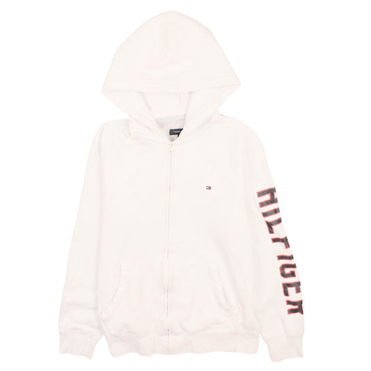 Tommy Hilfiger Men's White Full Zip Logo Hoodie Size M