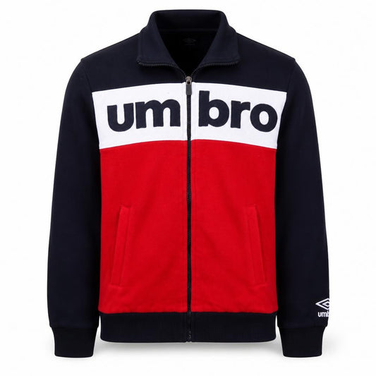 Front view of Umbro Men's Multicoloured Small Track Jacket Full Zip Retro Style