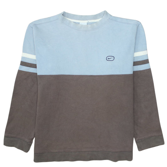 Nike Mens Blue Brown Crew Neck Pullover Sweatshirt Size M