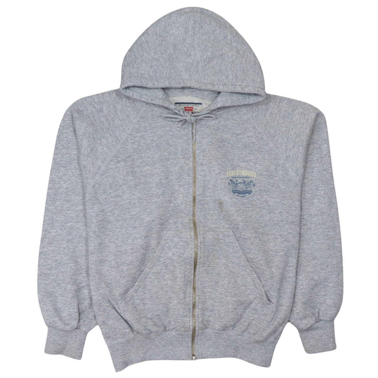 Levi's Men's Grey Full Zip Hoodie L Logo Fleece Vintage Sweatshirt