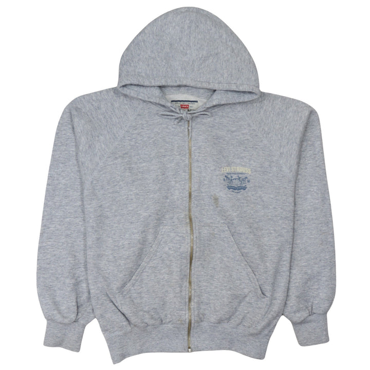 Levi's Men's Grey Full Zip Hoodie L Logo Fleece Vintage Sweatshirt