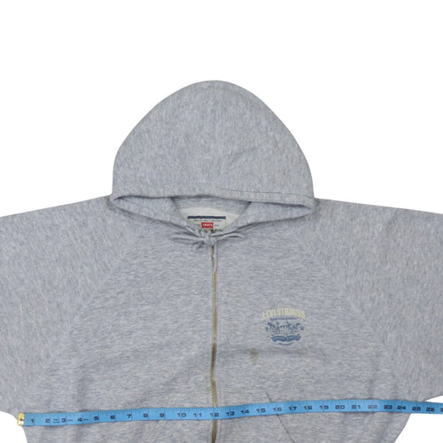 Levi's Men's Grey Full Zip Hoodie L Logo Fleece Vintage Sweatshirt