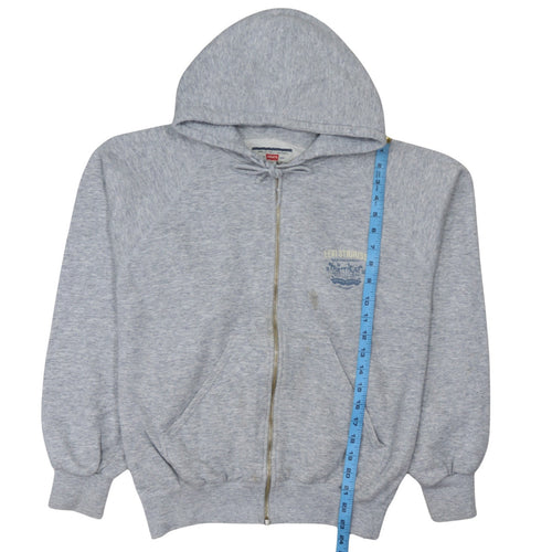 Levi's Men's Grey Full Zip Hoodie L Logo Fleece Vintage Sweatshirt