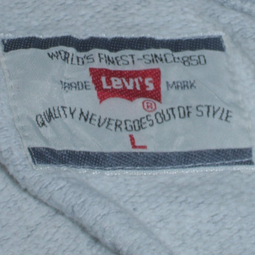 Levi's Men's Grey Full Zip Hoodie L Logo Fleece Vintage Sweatshirt