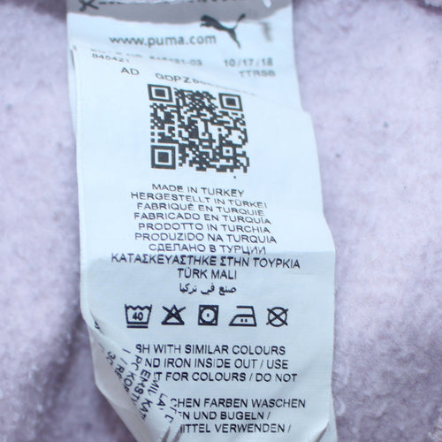 Puma Womens Lilac Pullover Hoodie L Logo Graphic Sweatshirt