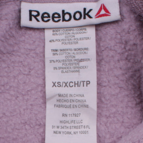 Reebok Womens Purple XS Pullover Hoodie Sweatshirt Cotton Blend