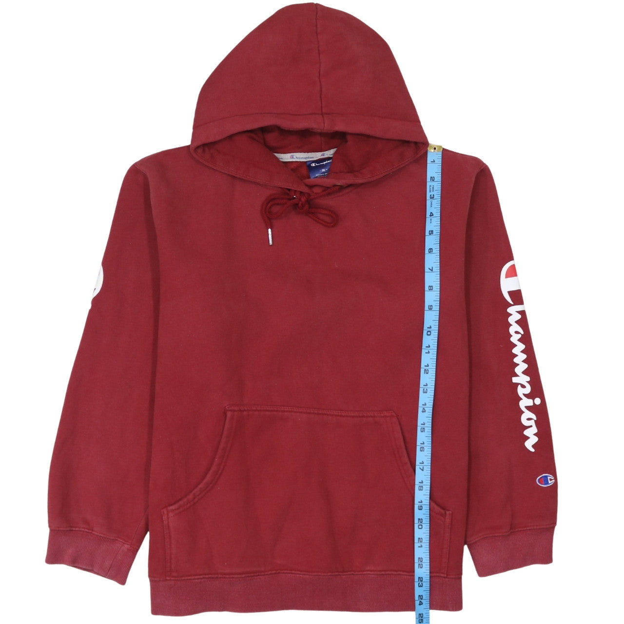 Champion Men Red XL Pullover Hoodie Sports Logo Cotton