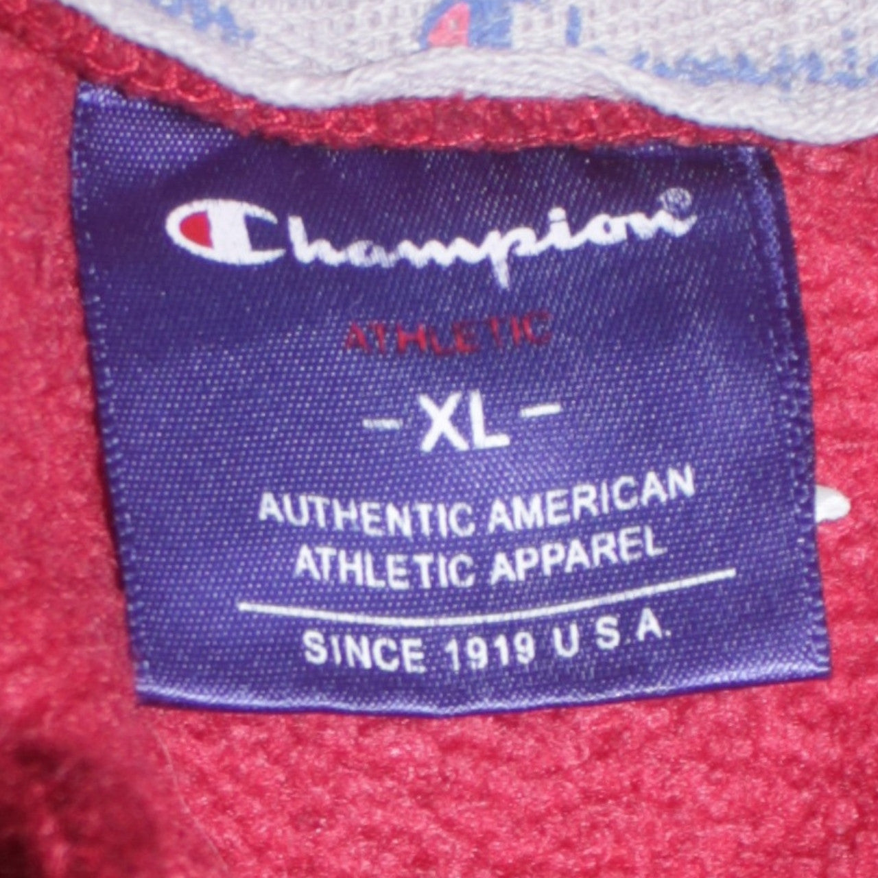 Champion Men Red XL Pullover Hoodie Sports Logo Cotton