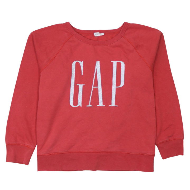 GAP Women Red Logo Pullover Sweatshirt XL Cotton Blend
