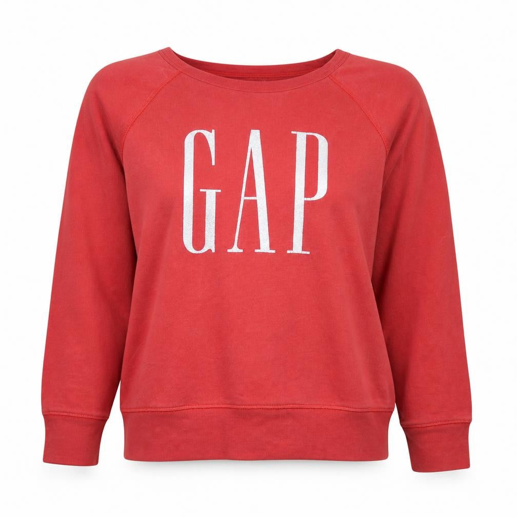 Gap Women Red Logo Pullover Sweatshirt XL Cotton Blend