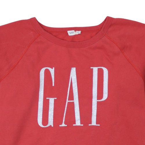 GAP Women Red Logo Pullover Sweatshirt XL Cotton Blend
