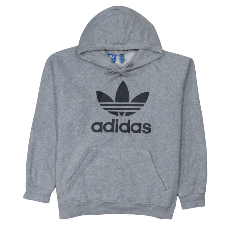 Adidas Mens Grey XL Pullover Hoodie Logo Fleece Sweatshirt