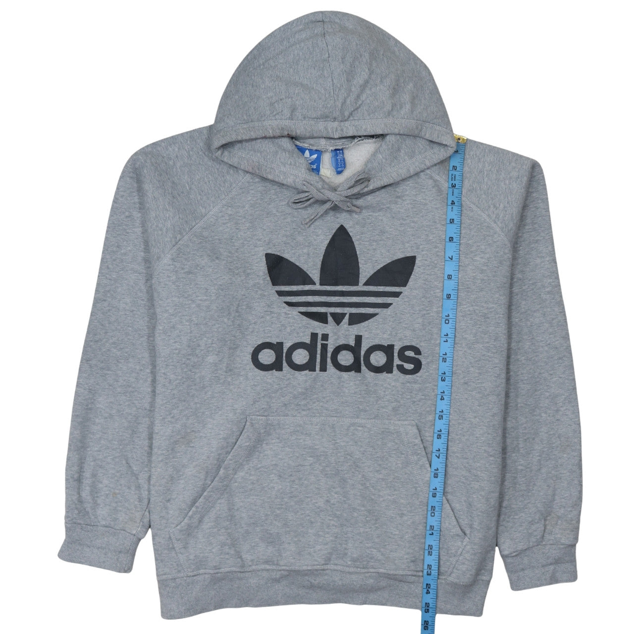 Adidas Mens Grey XL Pullover Hoodie Logo Fleece Sweatshirt