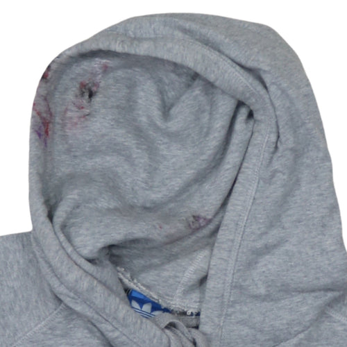 Adidas Mens Grey XL Pullover Hoodie Logo Fleece Sweatshirt