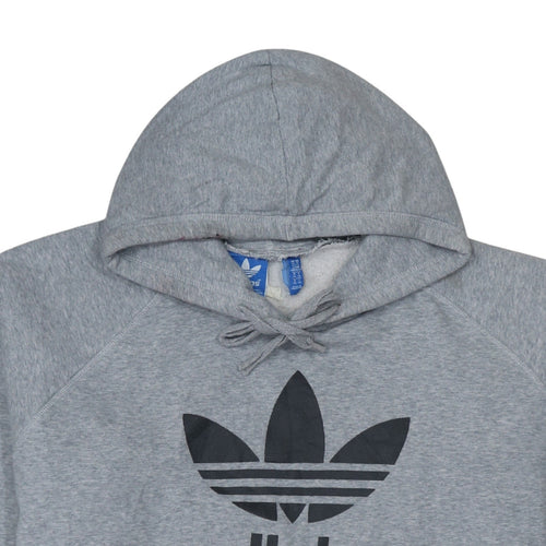 Adidas Mens Grey XL Pullover Hoodie Logo Fleece Sweatshirt