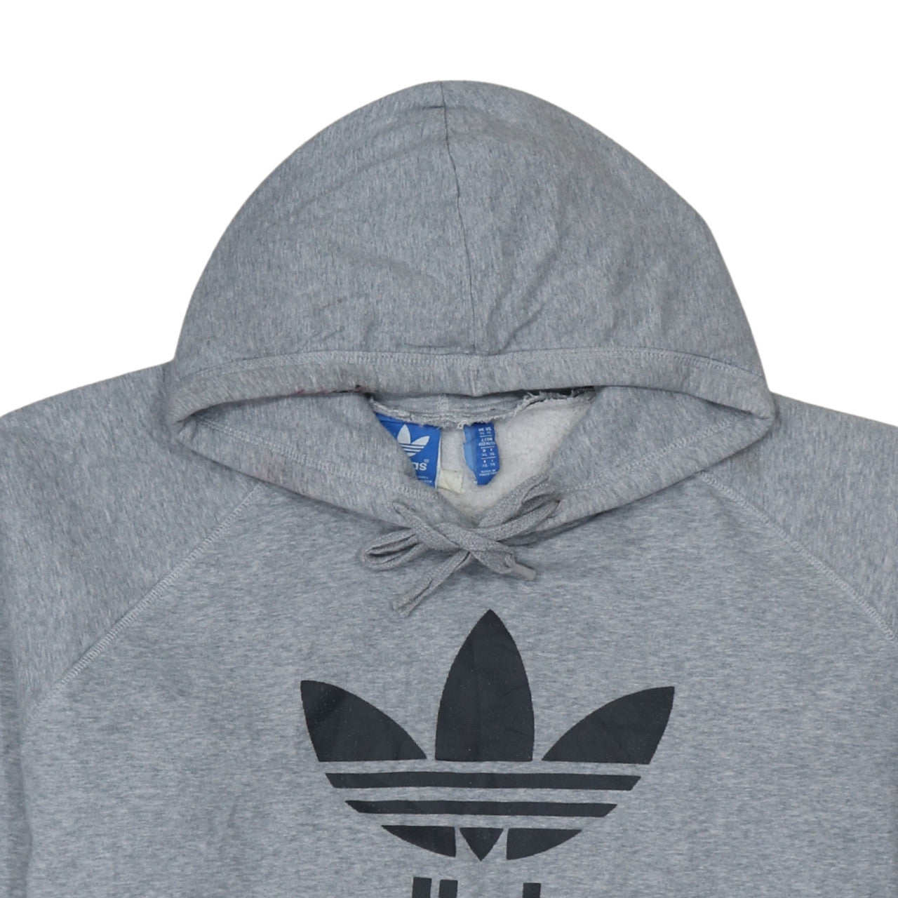 Adidas Mens Grey XL Pullover Hoodie Logo Fleece Sweatshirt