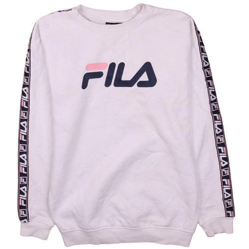 Fila Men's White Crew Neck Logo Sweatshirt XS