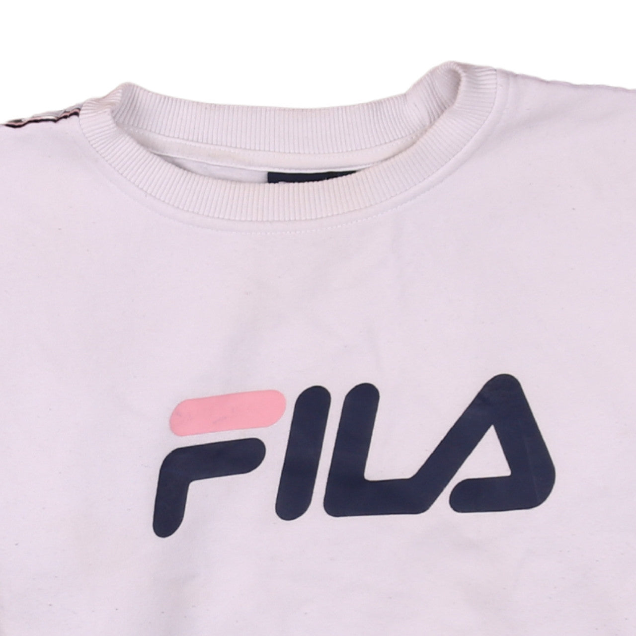 Fila Men's White Crew Neck Logo Sweatshirt XS