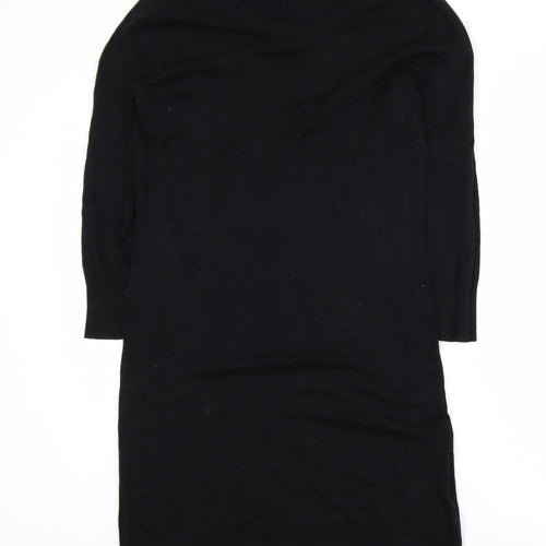 French Connection Women’s Black Knit Bodycon Long Sleeve Dress UK 16