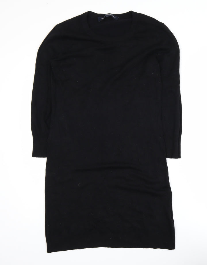 French Connection Women’s Black Knit Bodycon Long Sleeve Dress UK 16
