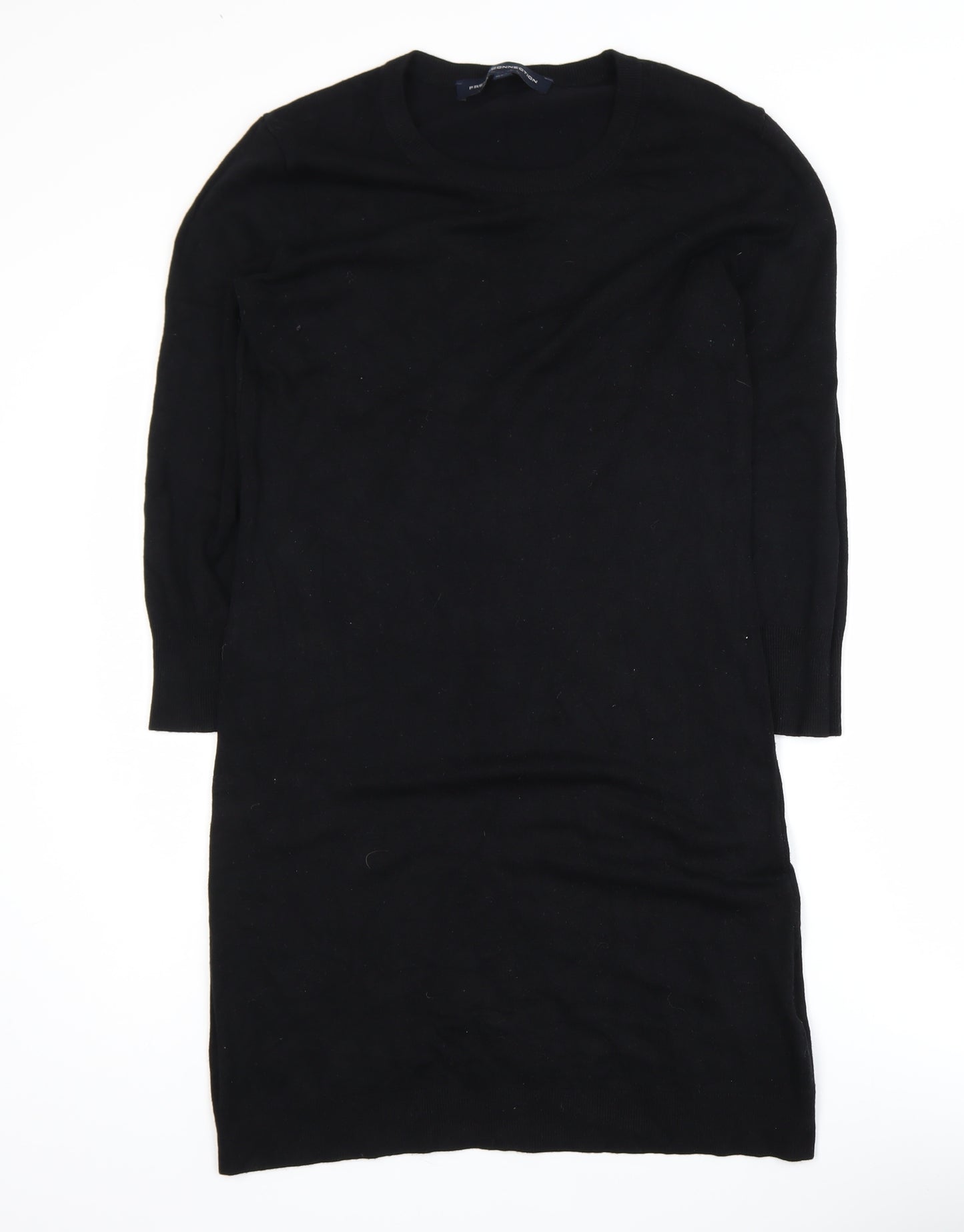 French Connection Women’s Black Knit Bodycon Long Sleeve Dress UK 16