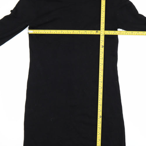 French Connection Women’s Black Knit Bodycon Long Sleeve Dress UK 16