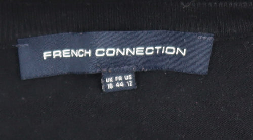 French Connection Women’s Black Knit Bodycon Long Sleeve Dress UK 16