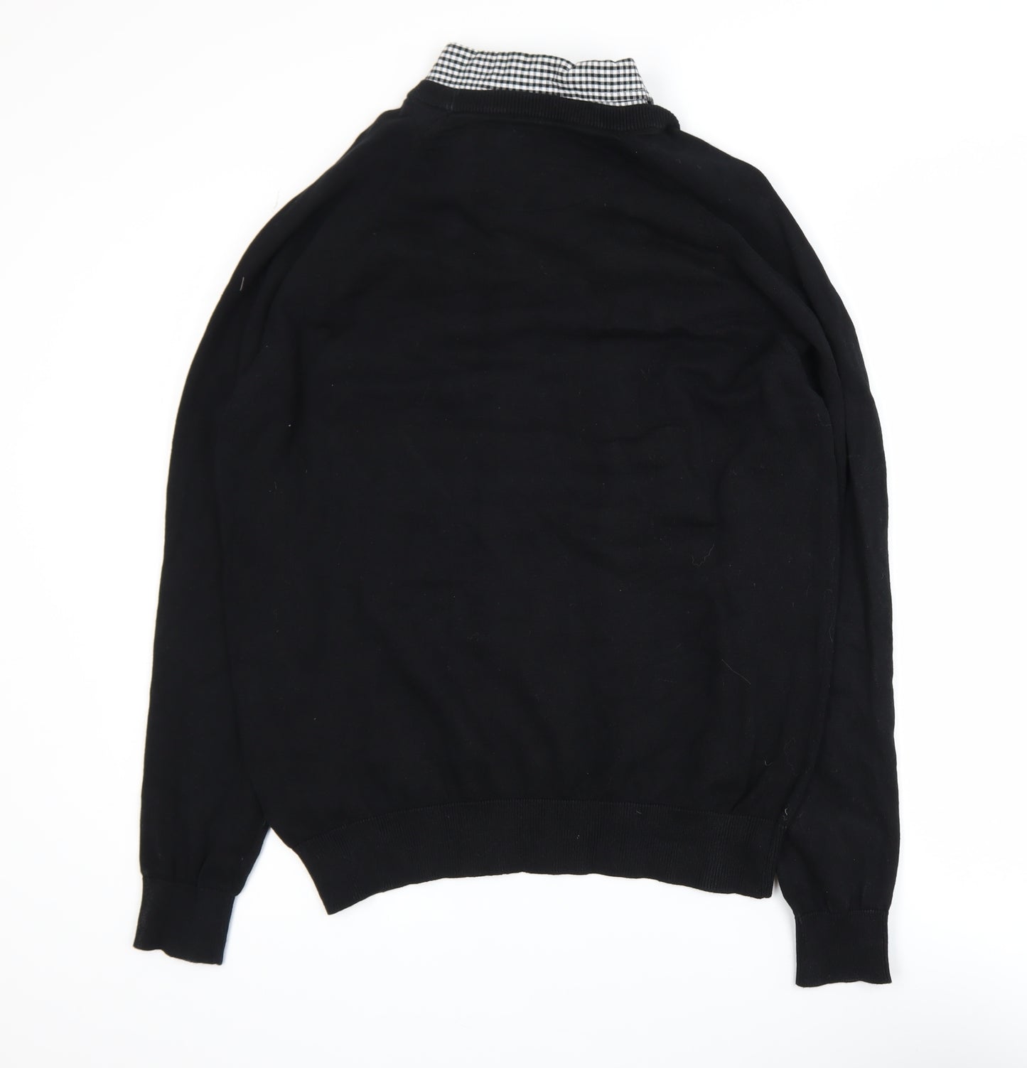 Threadbare Men’s Black Cotton Pullover Jumper Size L Classic Logo Knit