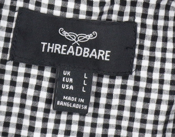 Threadbare Men’s Black Cotton Pullover Jumper Size L Classic Logo Knit