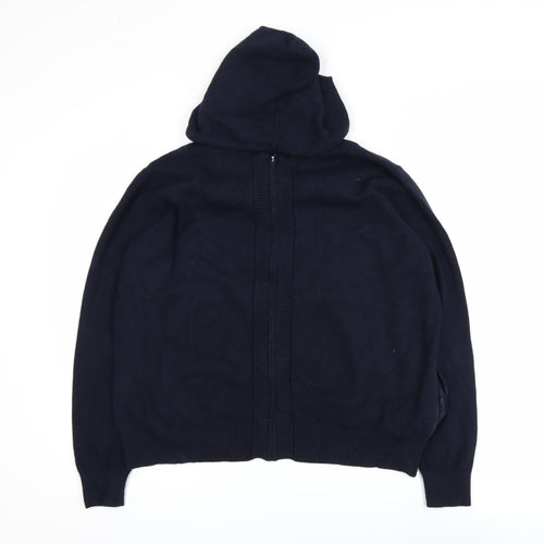 Marks and Spencer Mens Blue Full Zip Hooded Knit Jumper Size L