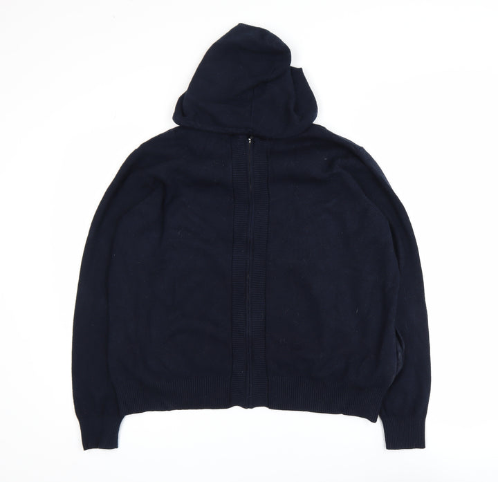 Marks and Spencer Mens Blue Full Zip Hooded Knit Jumper Size L