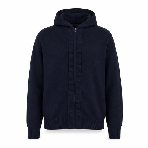 Marks and Spencer Mens Blue Full Zip Hooded Knit Jumper Size L