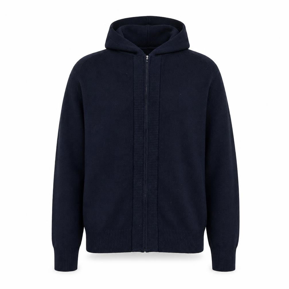 Marks and Spencer Mens Blue Full Zip Hooded Knit Jumper Size L