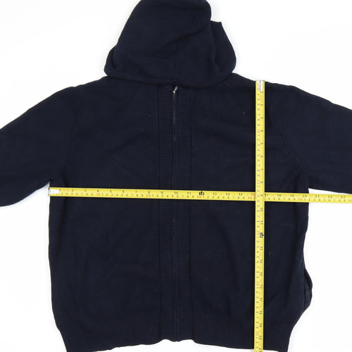 Marks and Spencer Mens Blue Full Zip Hooded Knit Jumper Size L