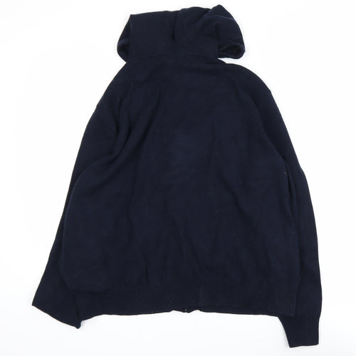 Marks and Spencer Mens Blue Full Zip Hooded Knit Jumper Size L