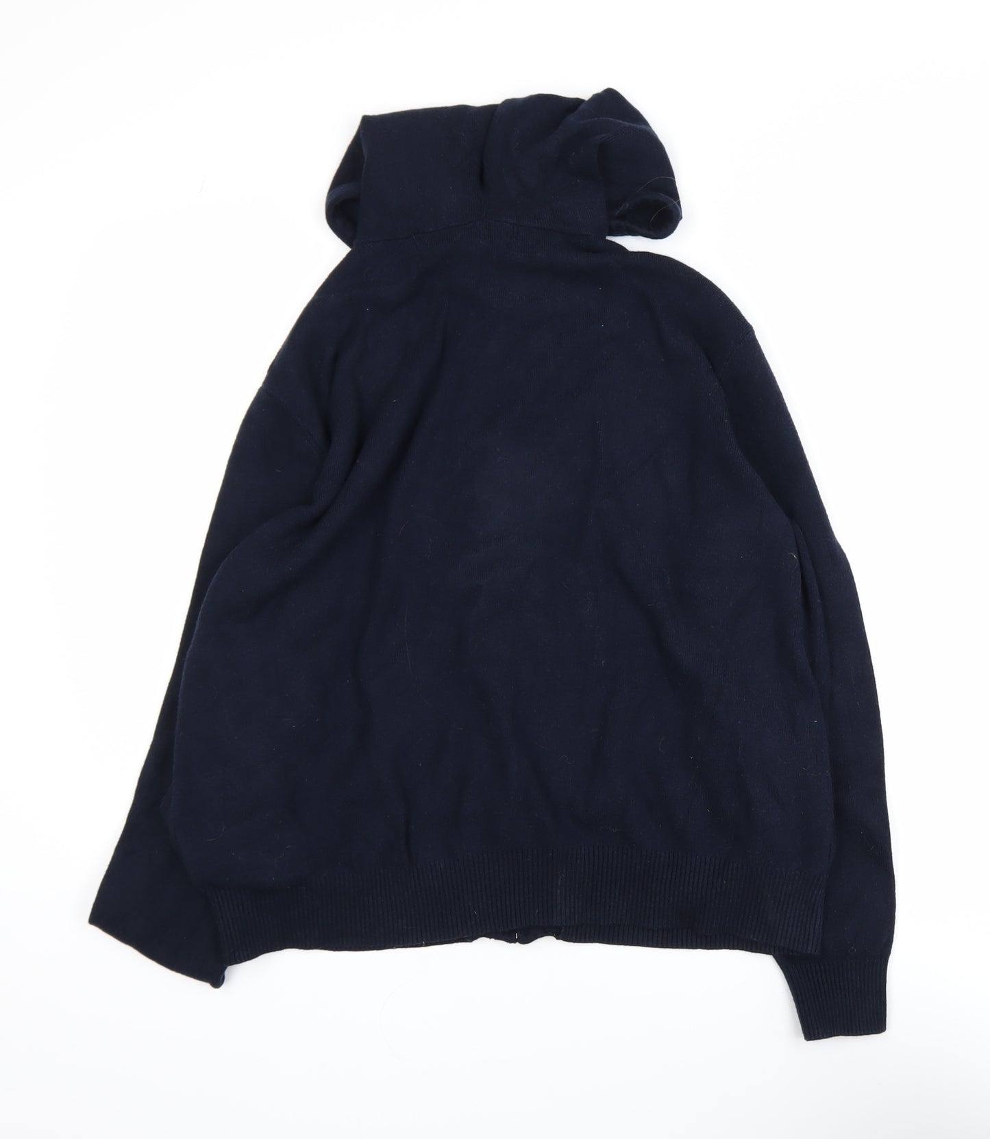 Marks and Spencer Mens Blue Full Zip Hooded Knit Jumper Size L