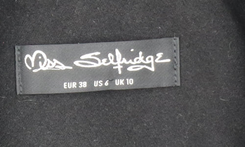 Miss Selfridge Women Black Long Pea Coat UK 10 Classic Style