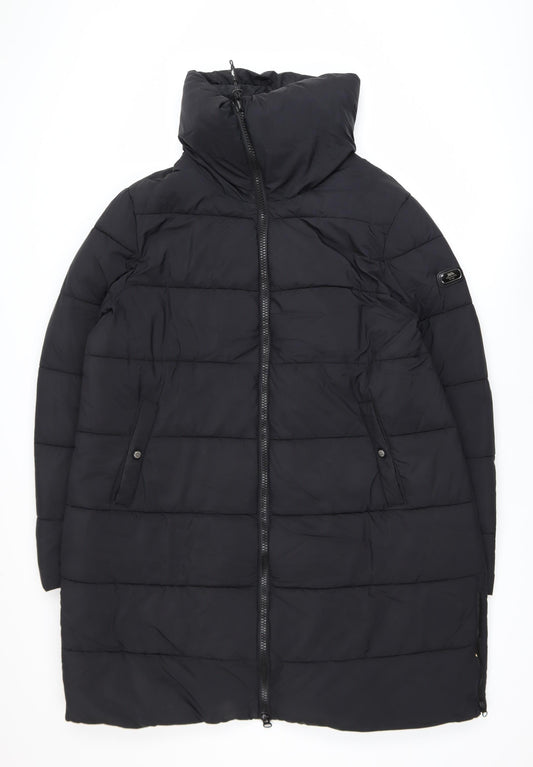 Trespass Men's Black XL Long Puffer Coat Water Resistant Windproof Winter