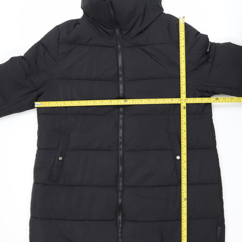 Trespass Men's Black XL Long Puffer Coat Water Resistant Windproof Winter