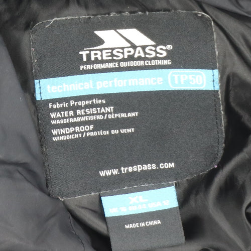 Trespass Men's Black XL Long Puffer Coat Water Resistant Windproof Winter