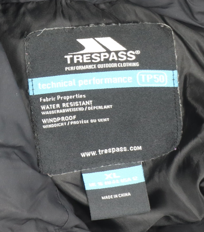 Trespass Men's Black XL Long Puffer Coat Water Resistant Windproof Winter