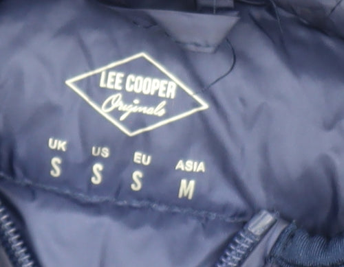 Lee Cooper Men's Blue Hooded Puffer Jacket Size S Polyester Down Filled