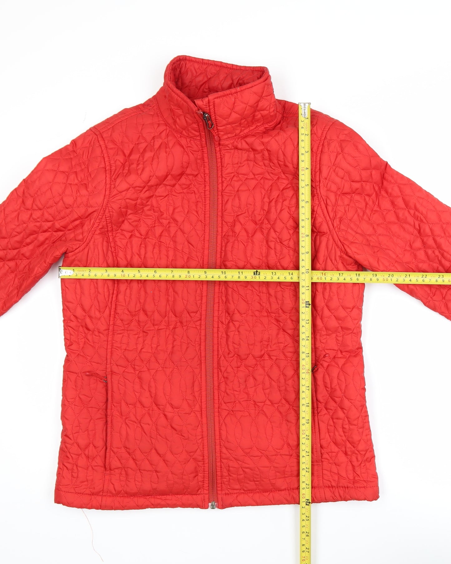 Lands’ End Women’s Red Quilted Mid-Length Jacket Size S